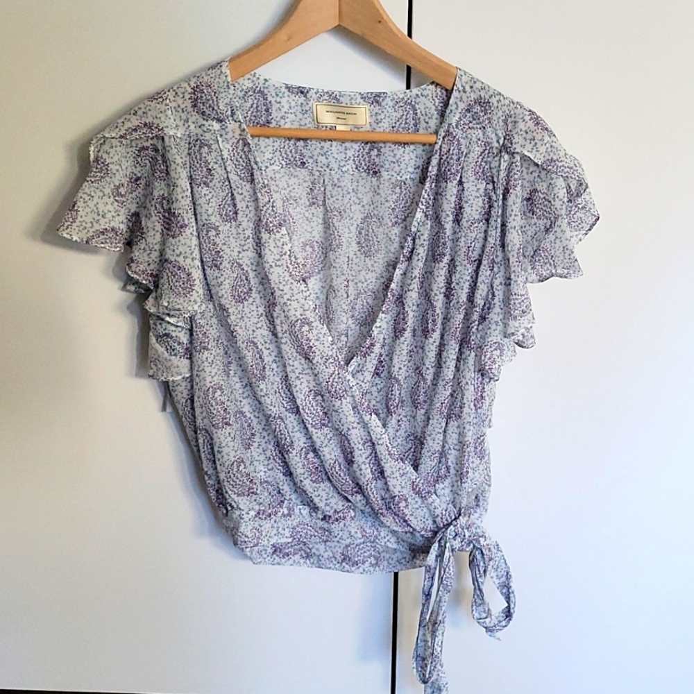 Anthropologie Moulinette Soeurs Flowy Flutter Sleeve boho top